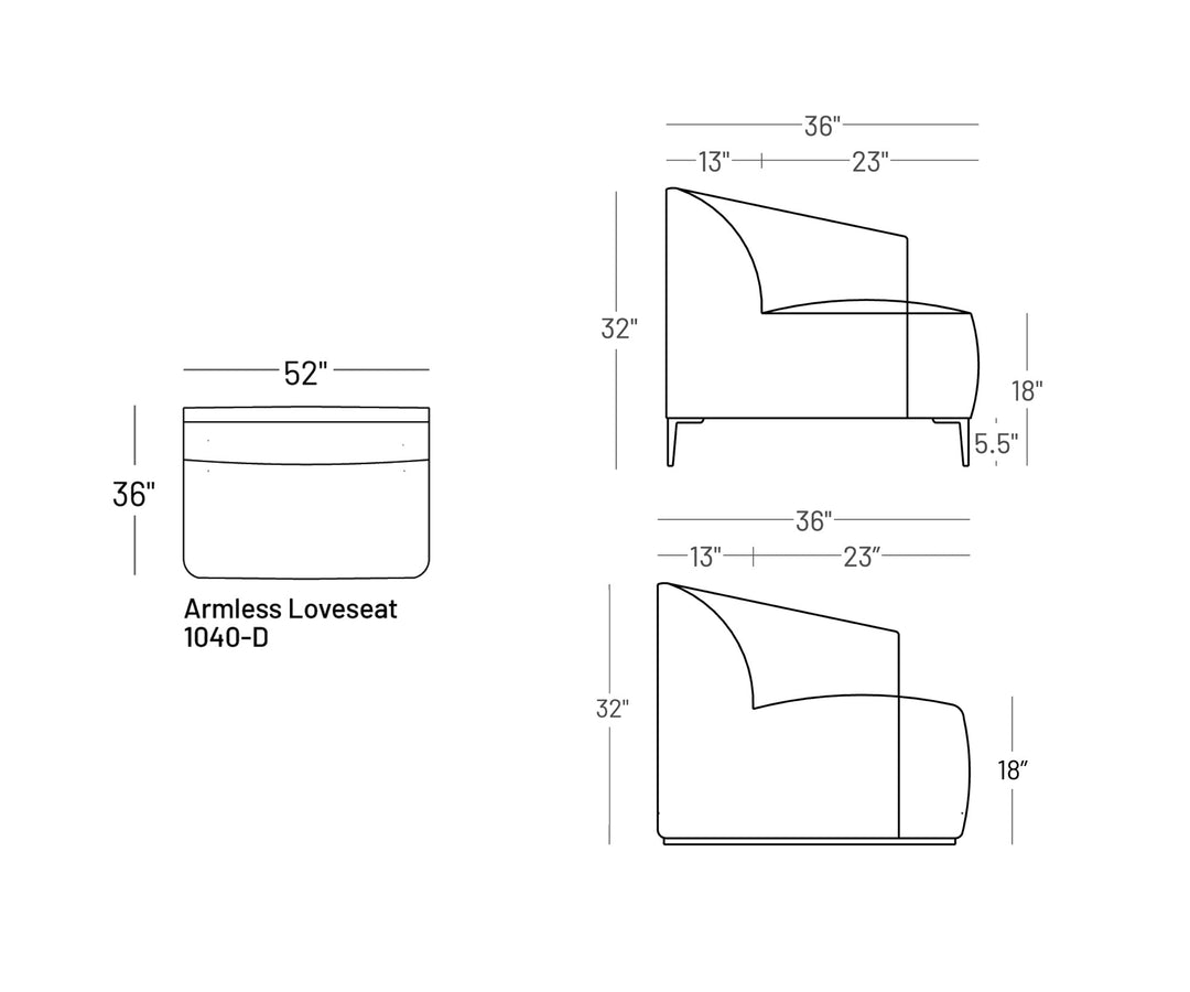 Formal Mallo Armless Loveseat - Modular Component