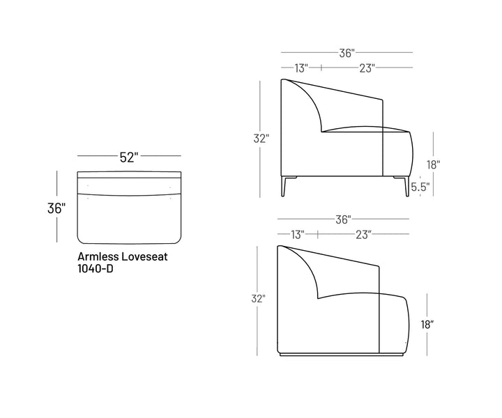 Formal Mallo Armless Loveseat - Modular Component