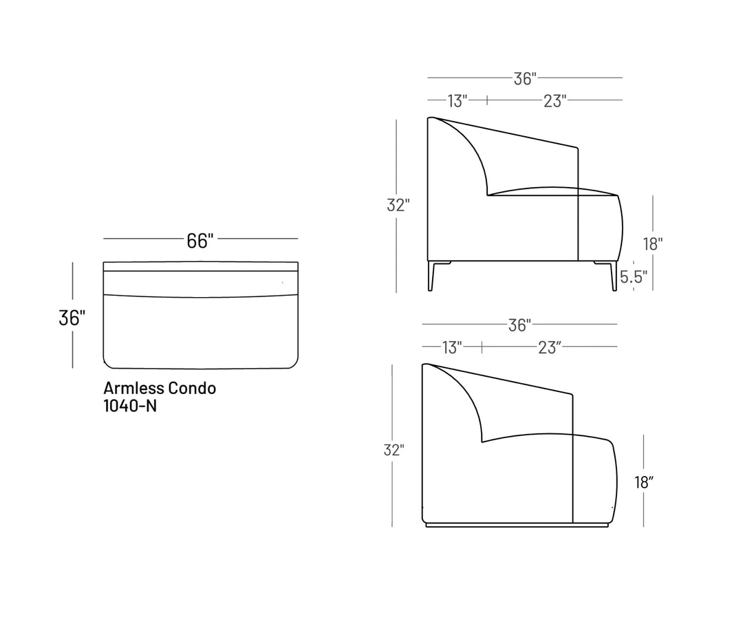 Formal Mallo Armless Sofa 66" - Modular Component