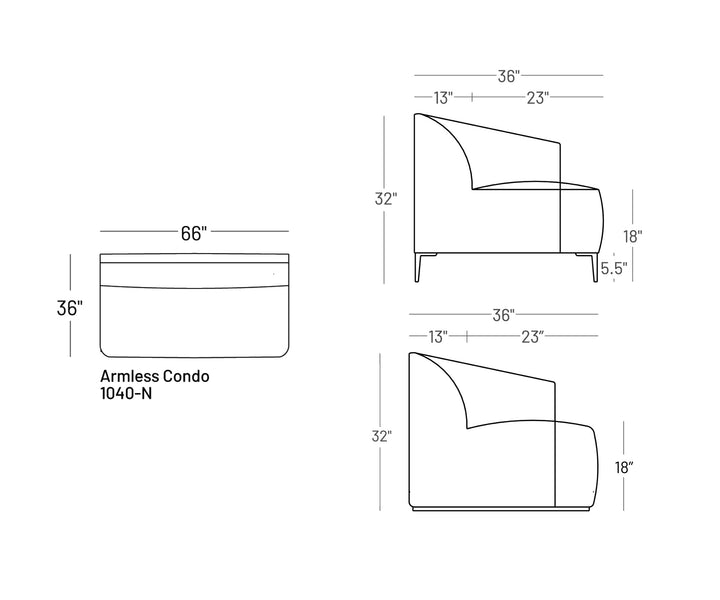 Formal Mallo Armless Sofa 66" - Modular Component