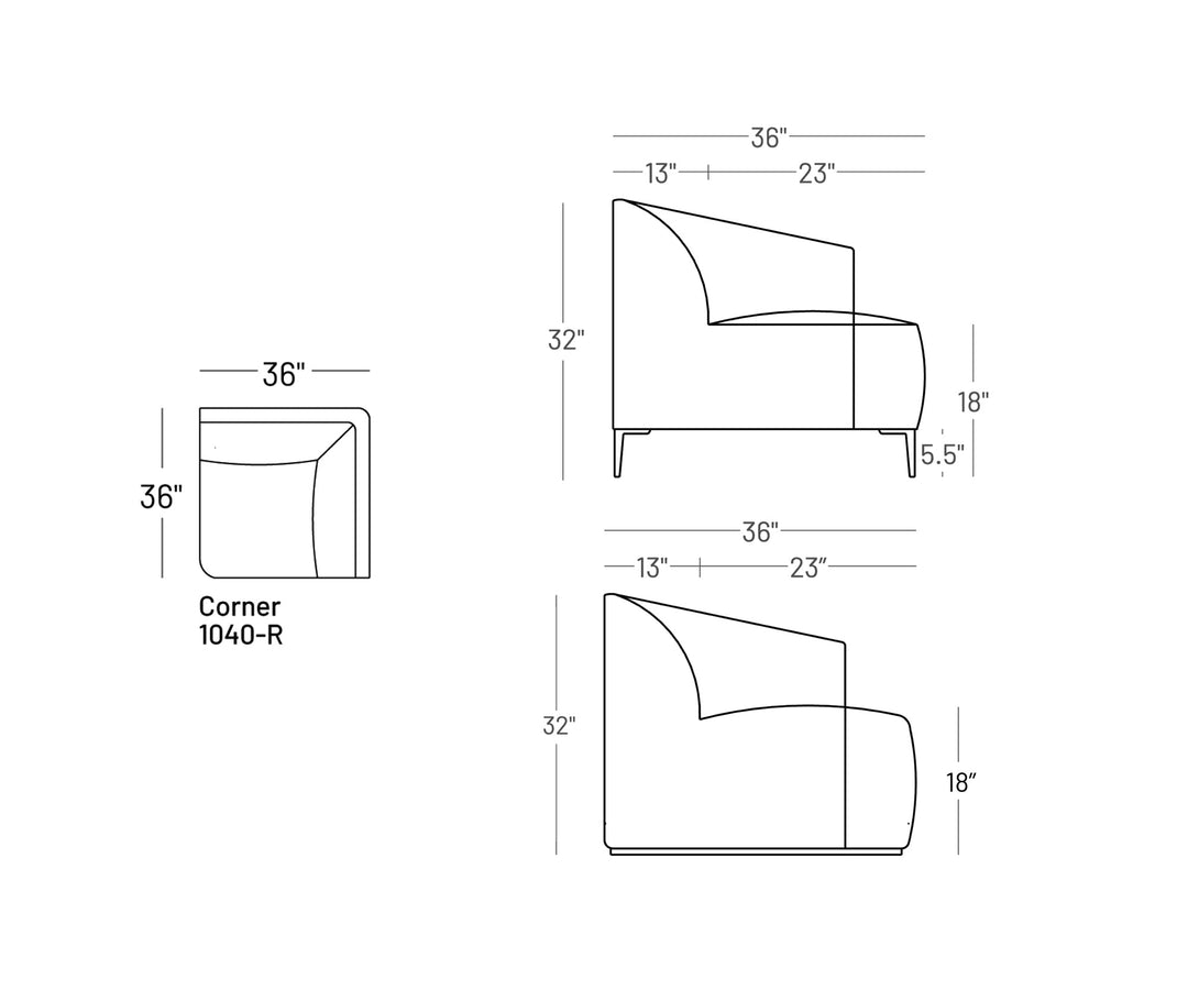 Formal Mallo Corner Chair - Modular Component