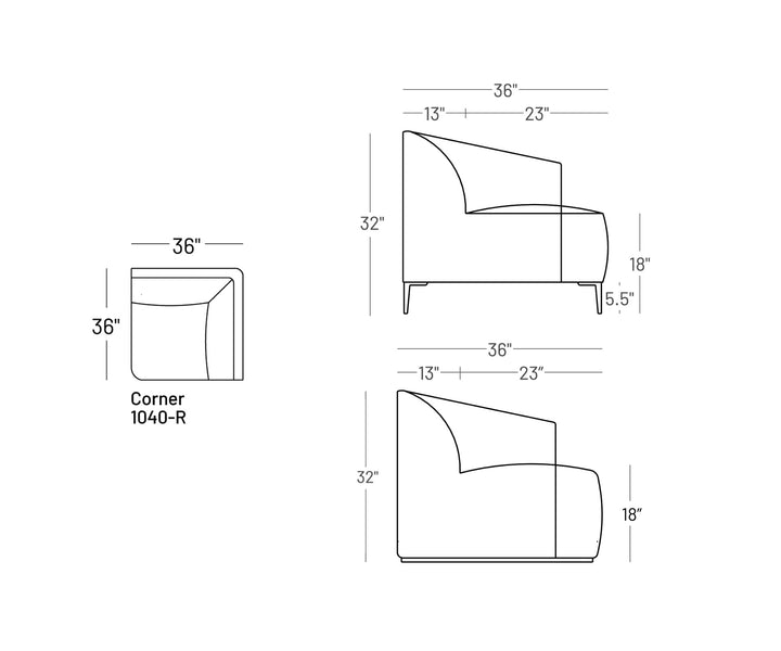 Formal Mallo Corner Chair - Modular Component