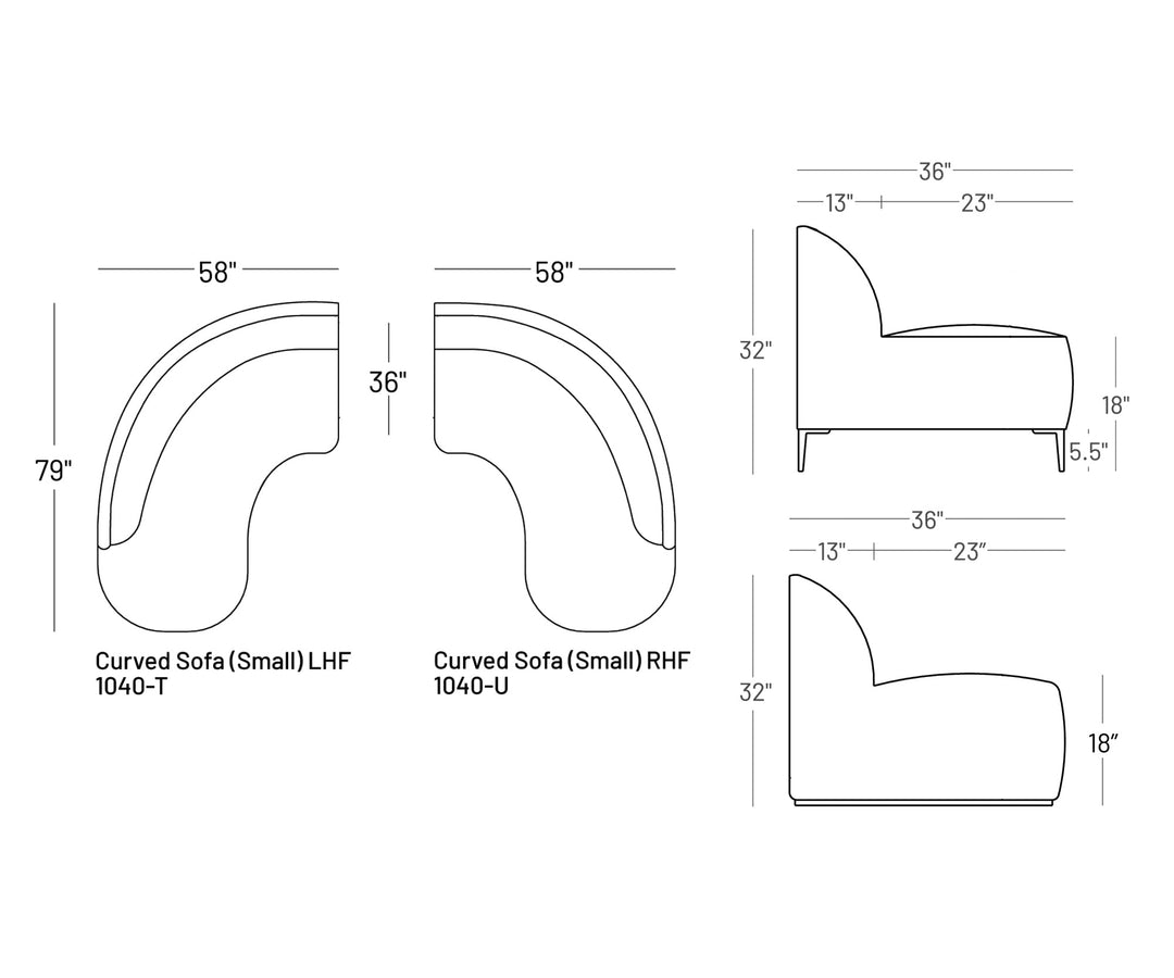 Formal Mallo Curved Sofa 79" - Modular Component