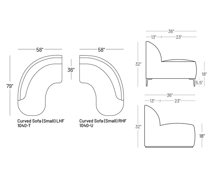 Formal Mallo Curved Sofa 79" - Modular Component