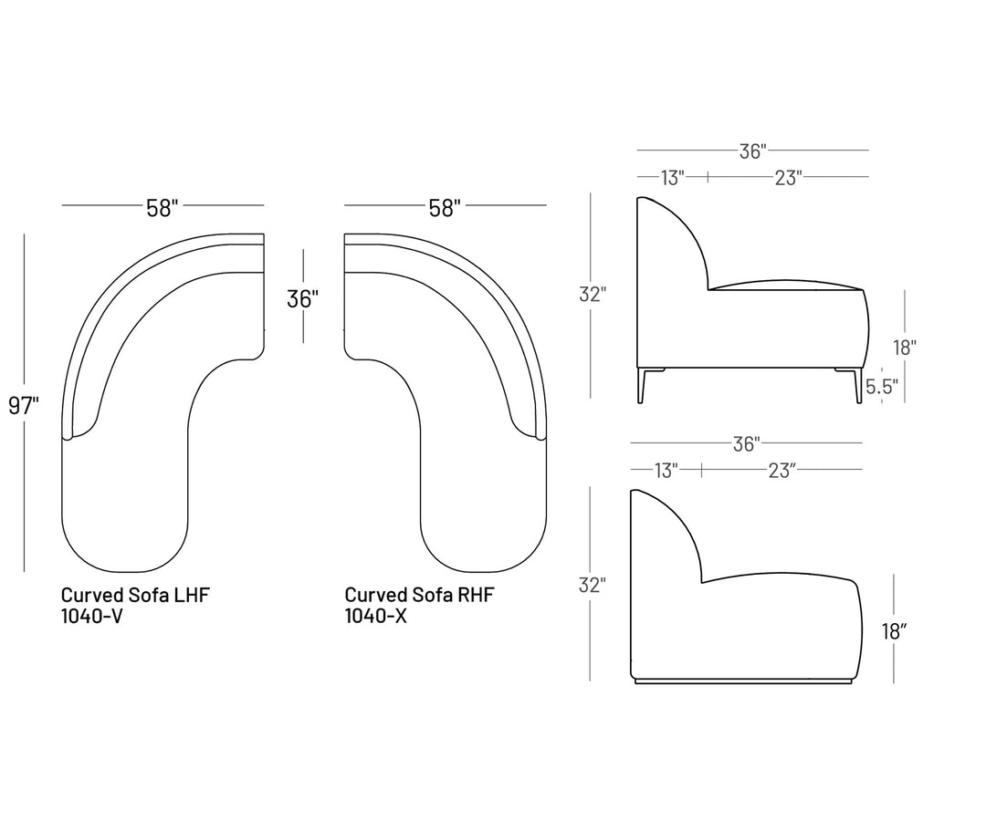 Formal Mallo Curved Sofa 97" - Modular Component