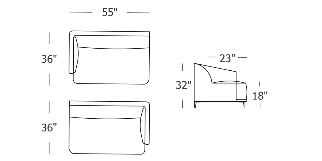 Formal Mallo One - Arm Loveseat - Modular Component #base_metal-stiletto-legs