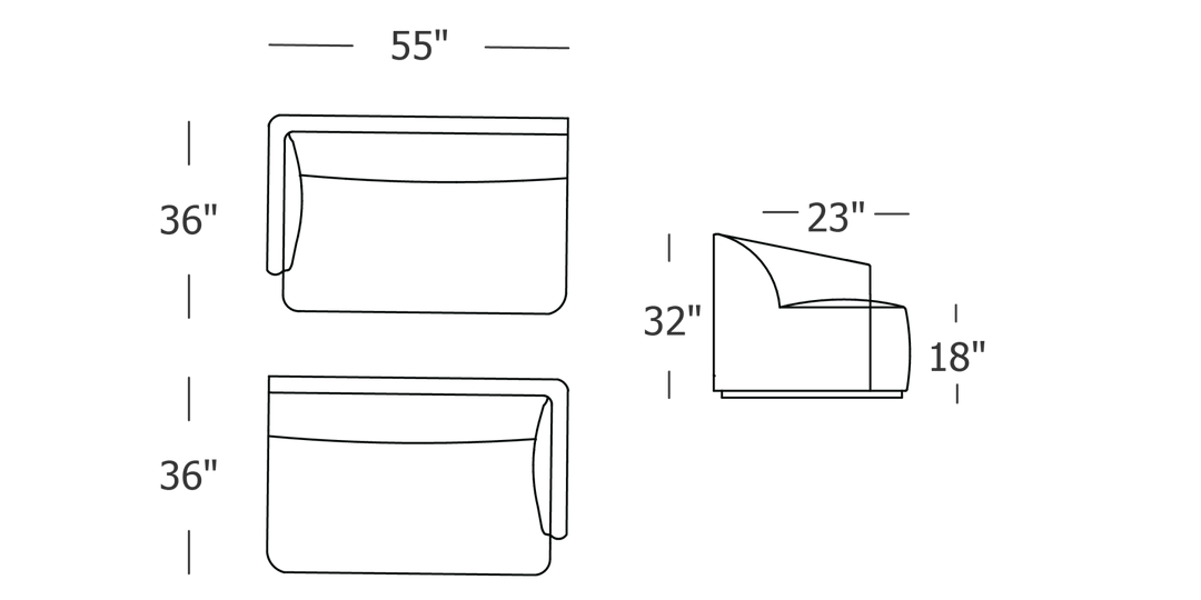 Formal Mallo One - Arm Loveseat - Modular Component
#base_recessed-fabric-wrapped