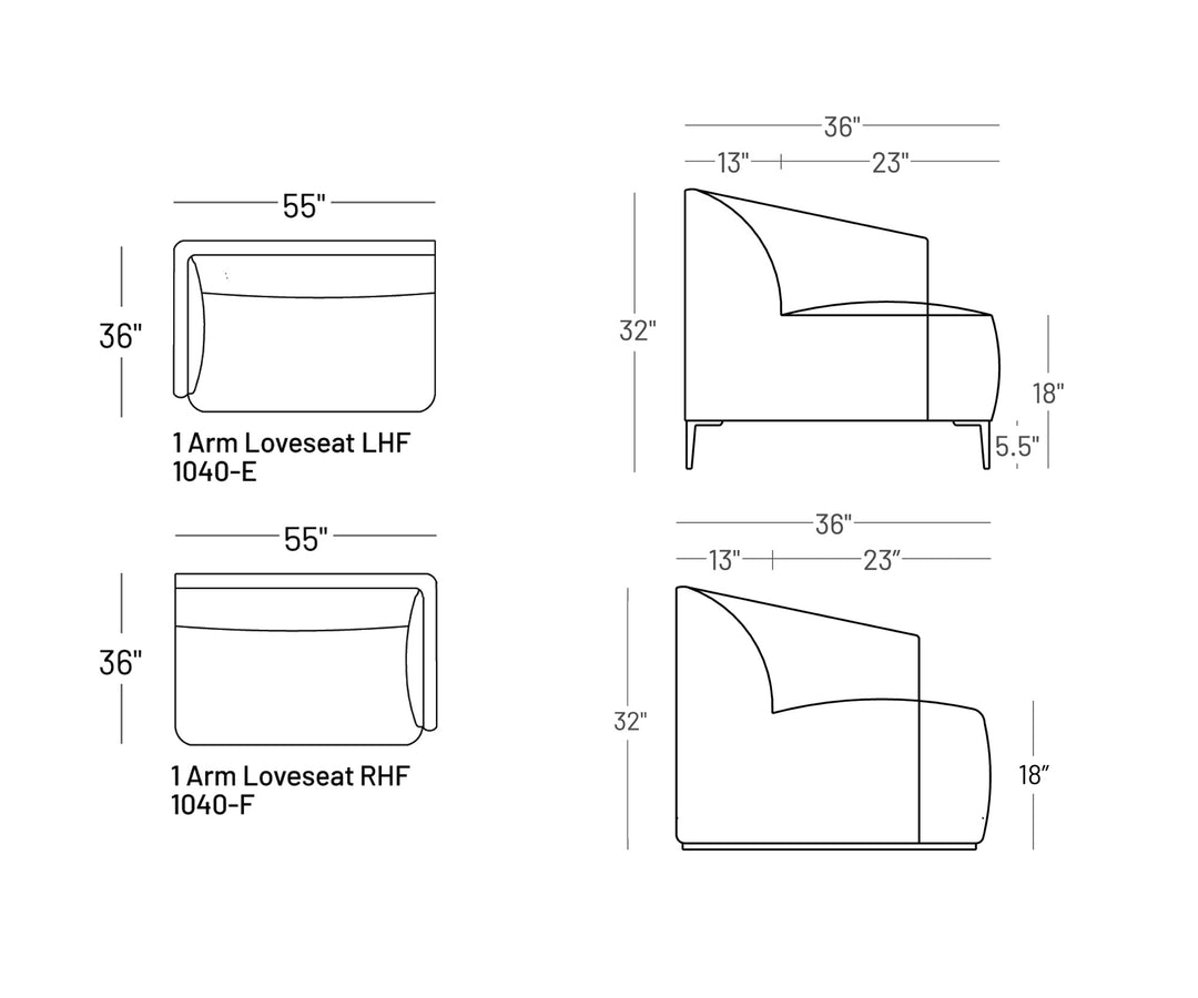 Formal Mallo One - Arm Loveseat - Modular Component