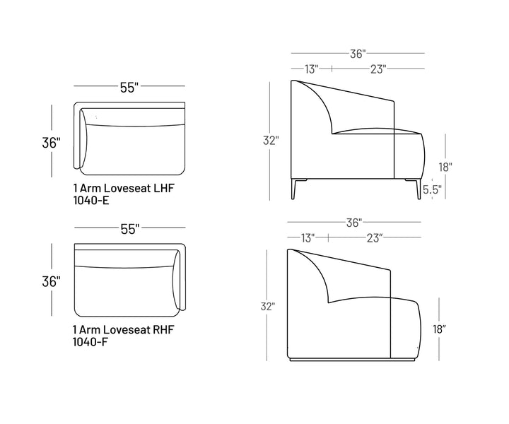 Formal Mallo One - Arm Loveseat - Modular Component