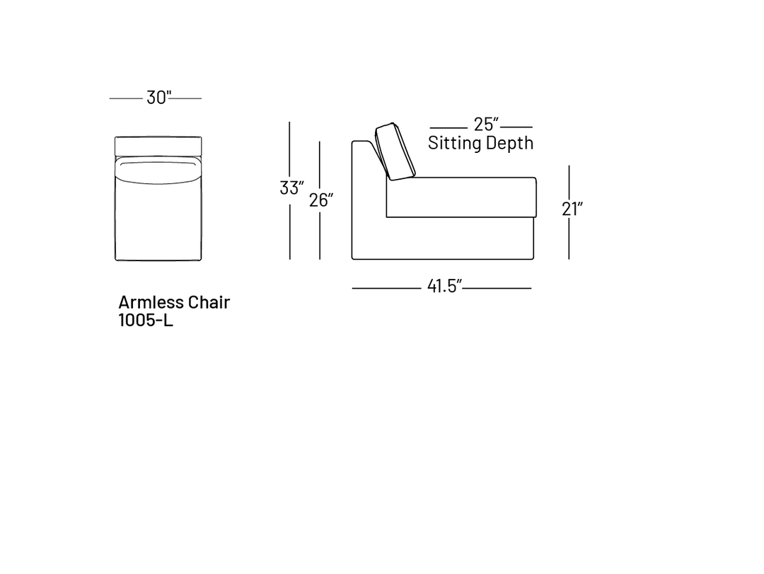 Alloetta Armless Chair - Modular Component
