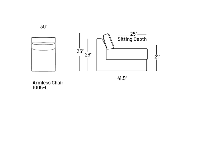 Alloetta Armless Chair - Modular Component