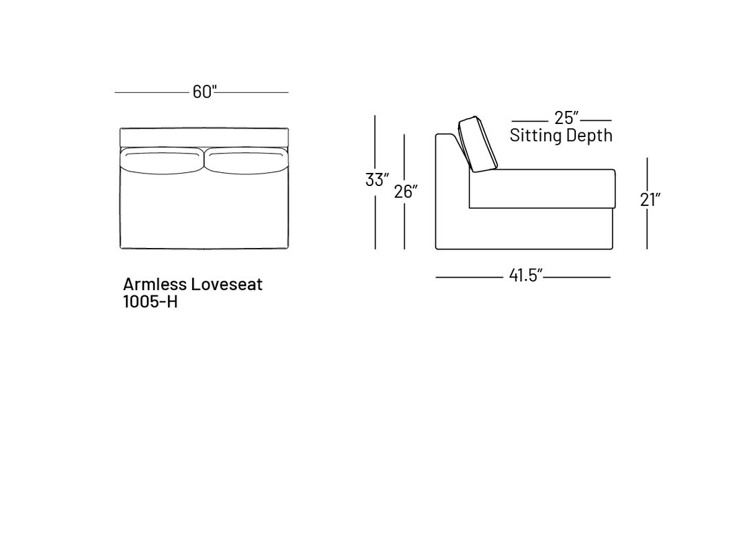 Alloetta Armless Loveseat - Modular Component