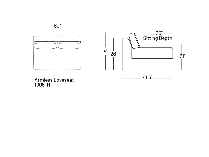 Alloetta Armless Loveseat - Modular Component