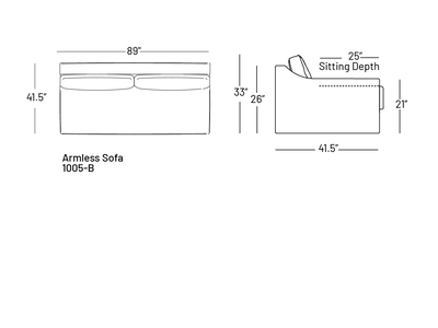 Alloetta Armless Sofa - Modular Component