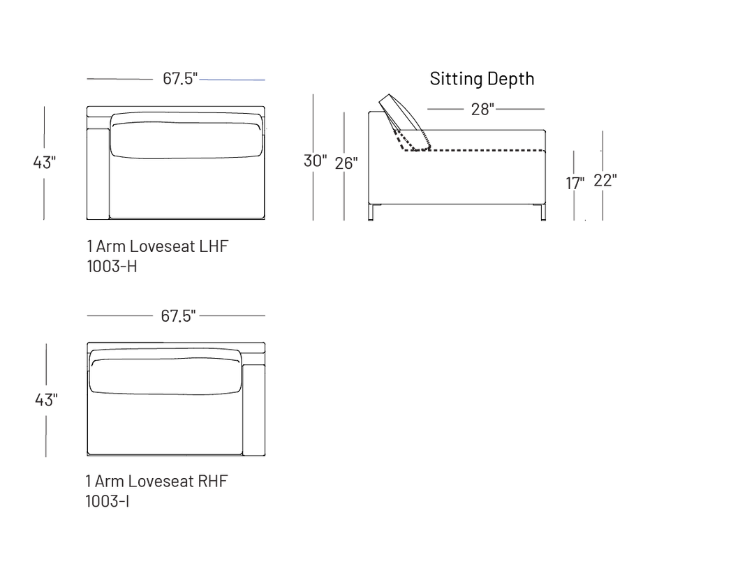 Brightside One-Arm Loveseat - Modular Component