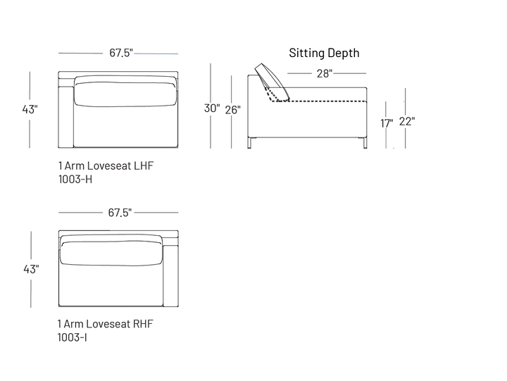 Brightside One-Arm Loveseat - Modular Component