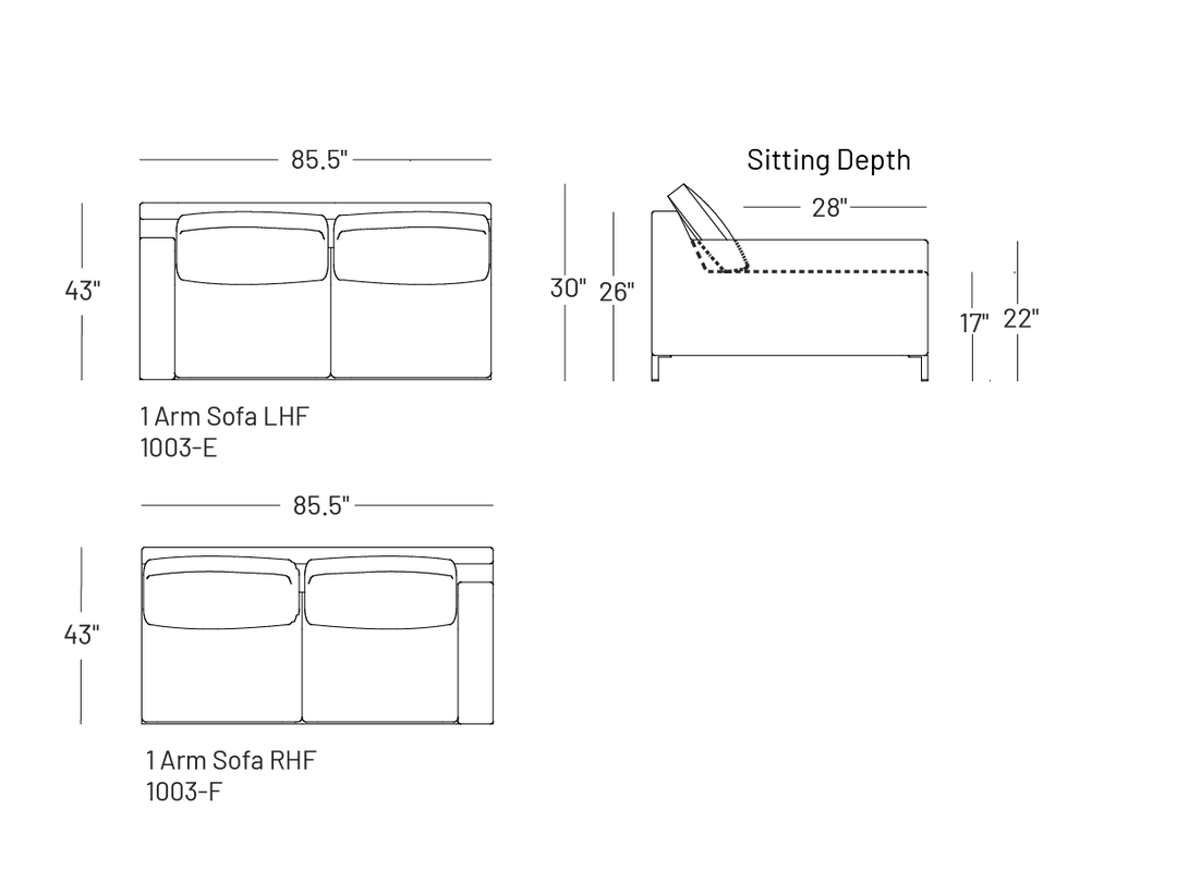 Brightside One-Arm Sofa - Modular Component