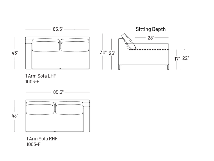 Brightside One-Arm Sofa - Modular Component