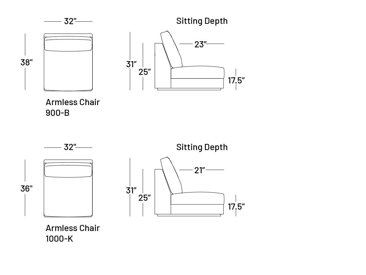 Coasty Armless Chair - Modular Component