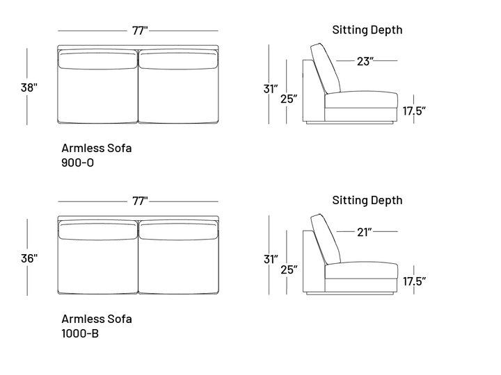 Coasty Armless Sofa - Modular Component