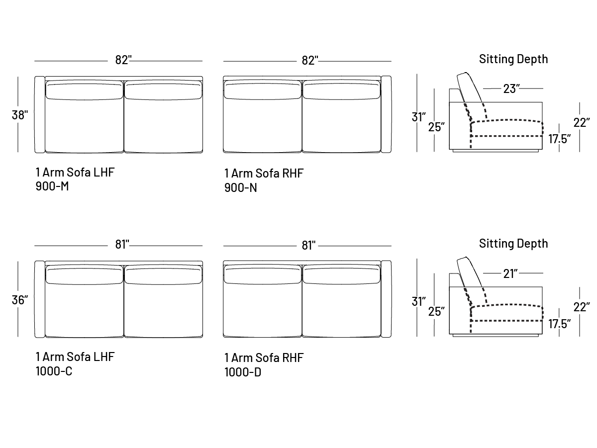 Coasty One-Arm Sofa - Modular Component
