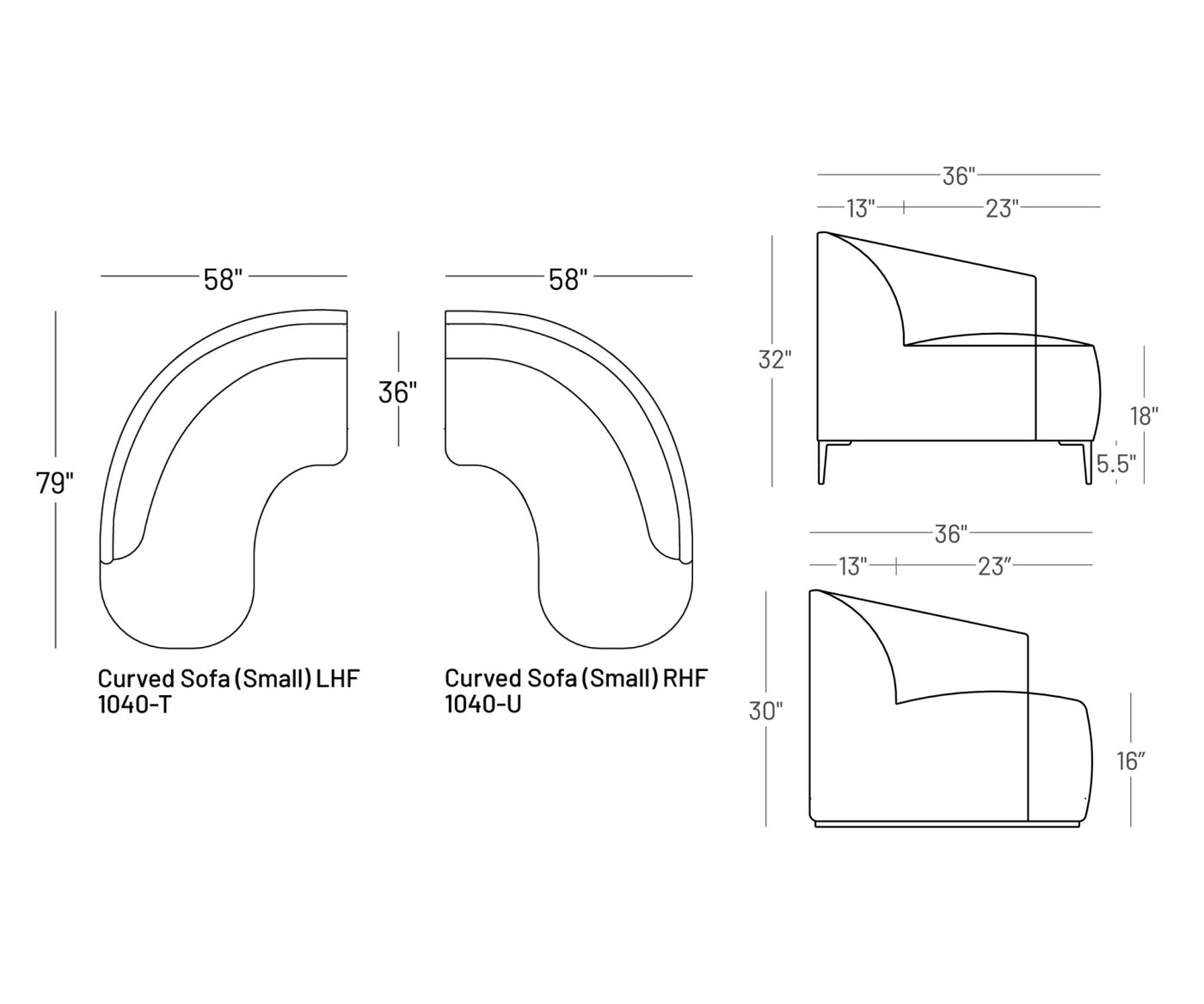 Formal Mallo Curved Sofa 79" - Modular Component