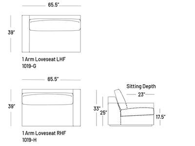 Manyana One-Arm Loveseat - Modular Component