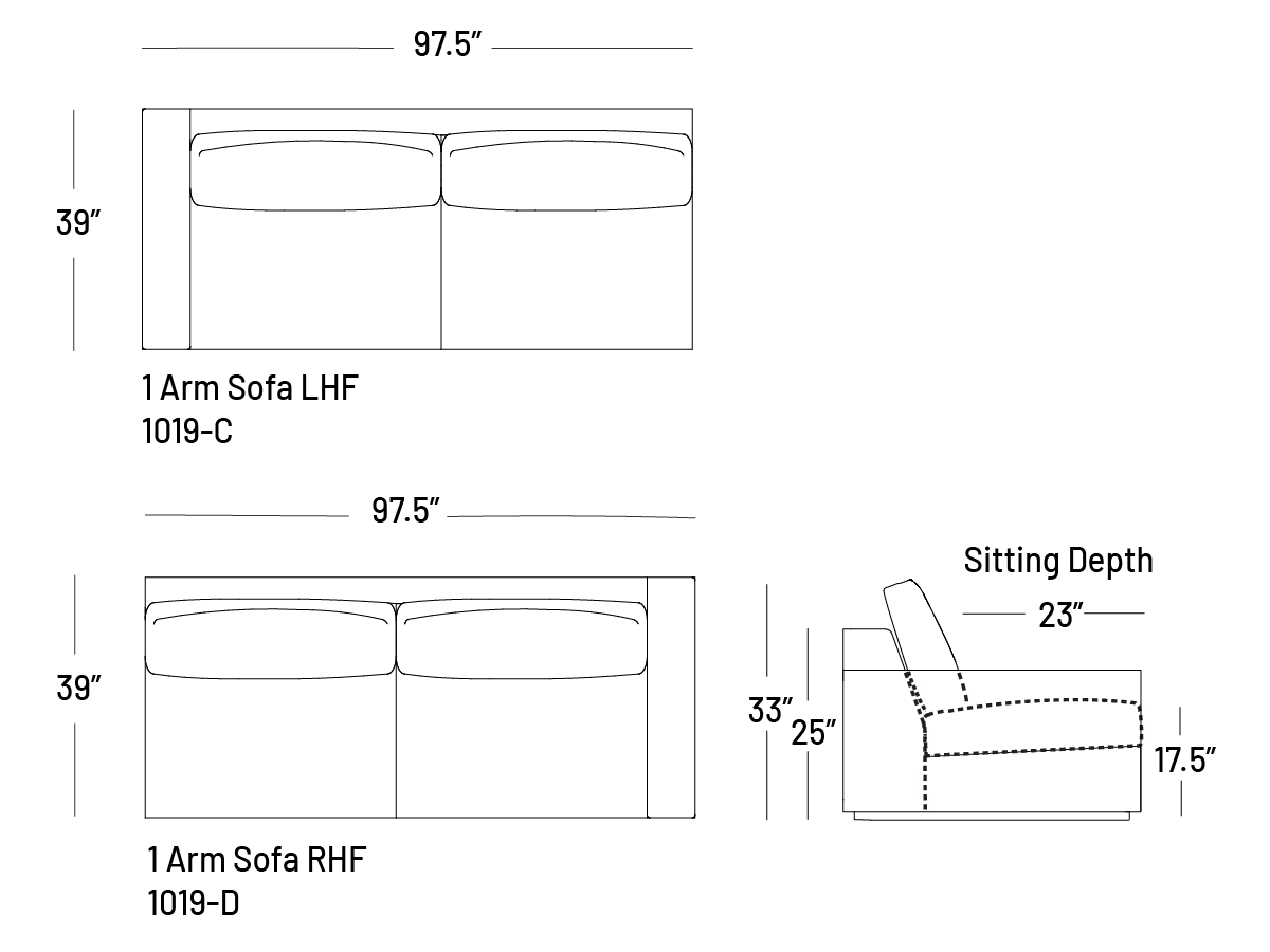 Manyana One-Arm Sofa - Modular Component