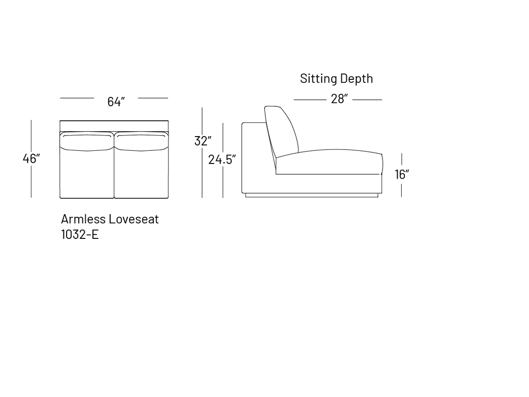 Tuxxy Armless Loveseat - Modular Component