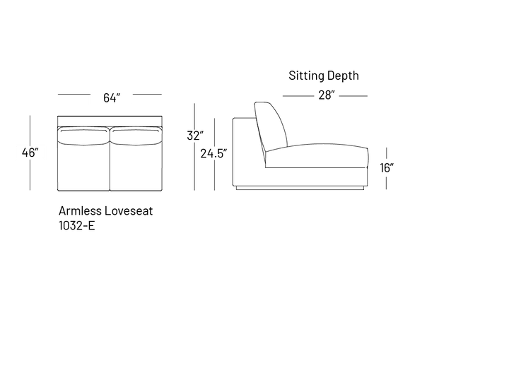 Tuxxy Armless Loveseat - Modular Component