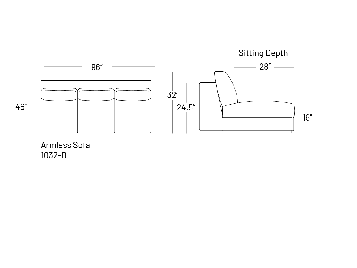 Tuxxy Armless Sofa - Modular Component