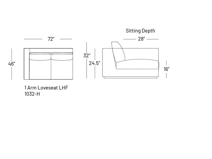 Tuxxy One-Arm Loveseat - Modular Component