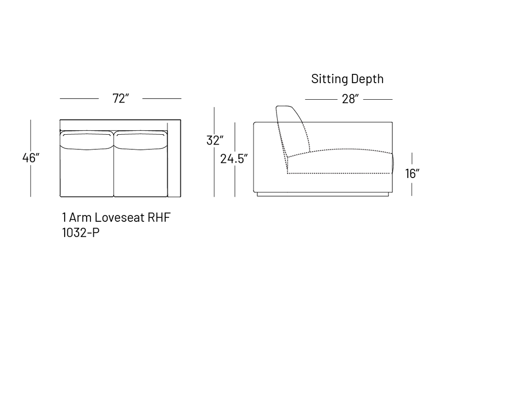 Tuxxy One-Arm Loveseat - Modular Component