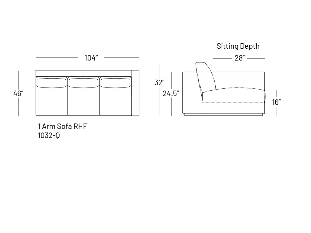 Tuxxy One-Arm Sofa - Modular Component